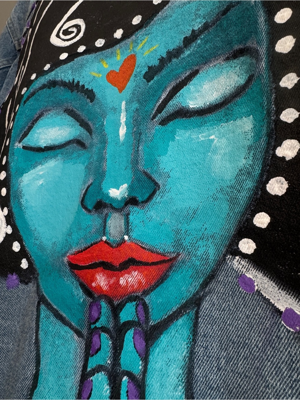 Custom Hand-Painted "Return to Self" Denim Jacket - Large - Picture 9 of 16